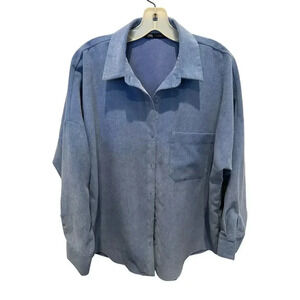 Zara Men's Blue Long Sleeve Button Down Corduroy Shirt Size Large